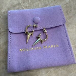 Melinda Maria Gold Hoop Spike Earrings with Lavender Pouch